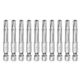 sourcing map 10pcs T30 Security Torx Bit 1/4" Hex Shank 2" Long S2 Steel Magnetic Tamper Resistant Star Bits Screwdriver Torx Head with Hole for Driver Drill Bits Remove Fastening Screws