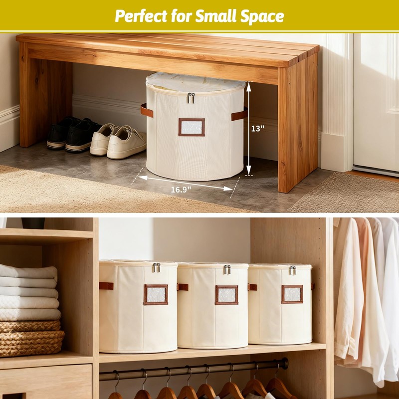 Farafox Round Shoe Organizer - Closet Shoe Basket for Entryway