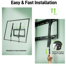 USX MOUNT USX Mount UL Listed TV Mount Low Profile for Most 26-60" Flat Screen LED, LCD, Curved TVs, TV Wall Mount Bracket Tilt VESA 400x400mm- Up to 99lbs, Quick Lock and Release to Mounts on 12" 16" Stud