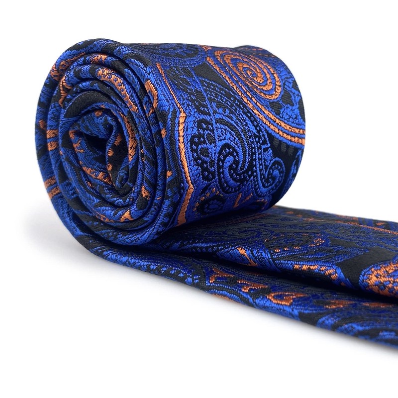 S&W SHLAX&WING Neckties for Men Orange Blue Neck Tie Set