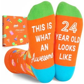 Zmart 24th Birthday Gifts - Socks Ideas for Women for 24 Year Old Woman Man