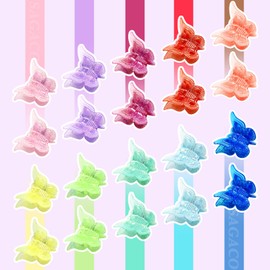 Butterfly Hair Clips for Girls Women, 90s Y2K Hair Accessories, Mini Hair Claw Clips for Thick Hair, Little Girl Kids Cute Thin Fine Hair Styling Claw, Childhood 50 Pcs 10 Color (Neon Jelly Color)