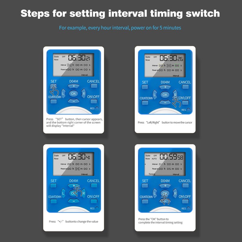 Timer Outlet, Digital Outlet Timer with Countdown/Repeat Cycle Intermittent, Indoor