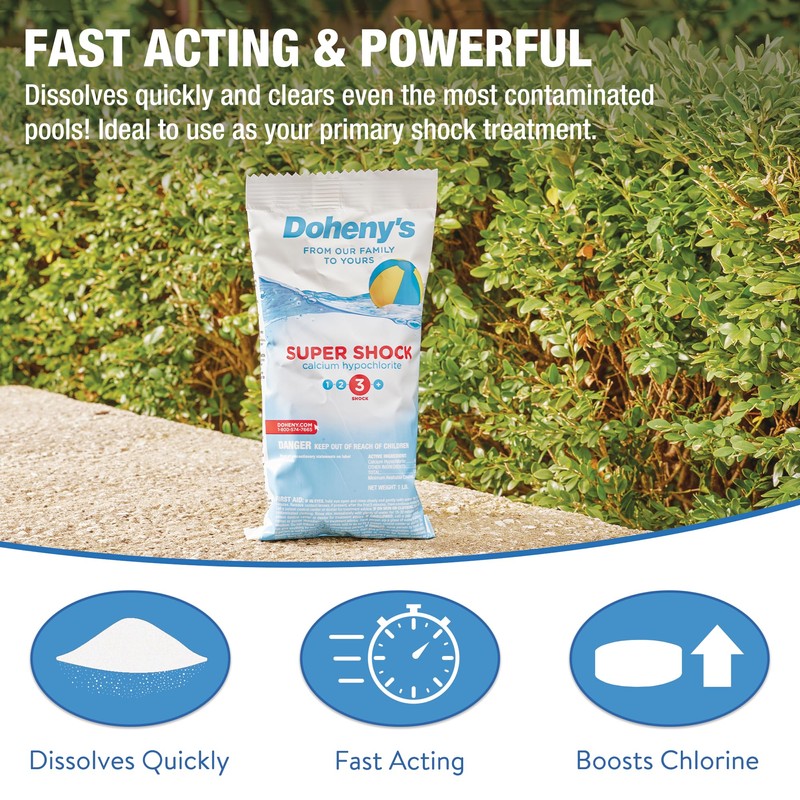 Doheny's Super Pool Shock | Pro-Grade Chlorine Shock, Quick-Dissolving, Fast-Acting