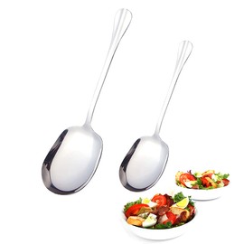 Serving Spoons Made of Stainless Steel, Pack of 2 Large Spoons, Serving Spoons with Long Handles, Buffet Tablespoons for Restaurant, Household Tableware (25 cm, 20.8 cm)