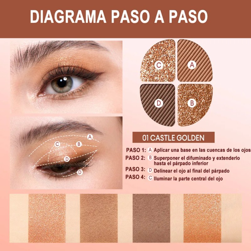 Paletas De Sombras 4 Tonos Brillo Intenso Larga Duración