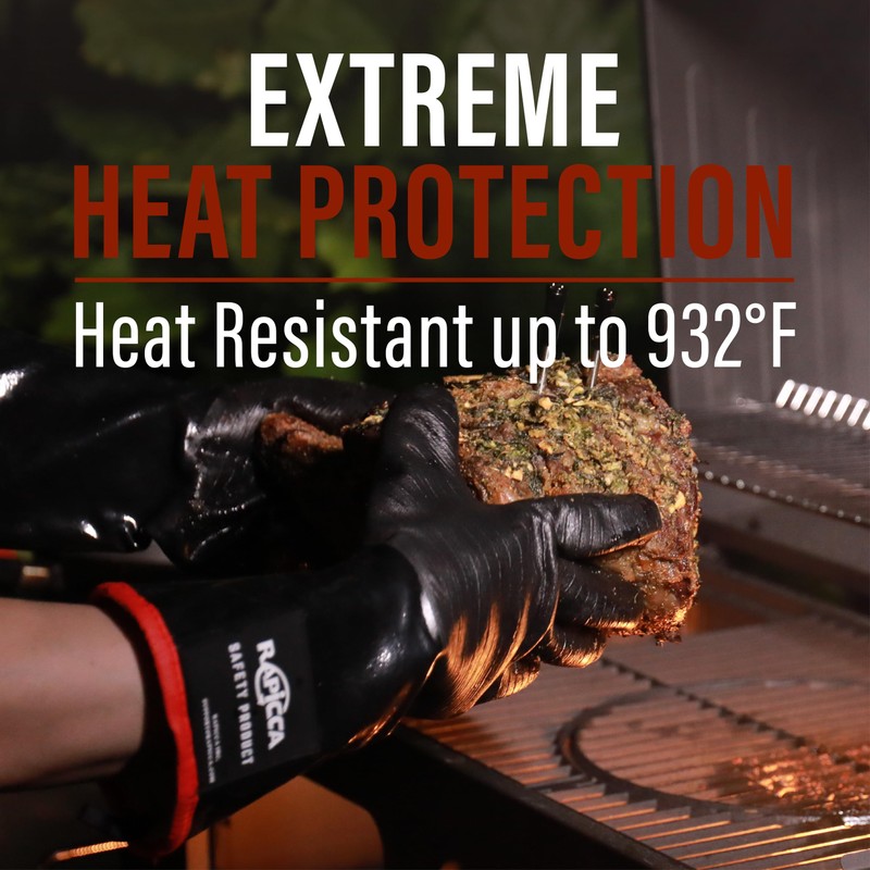 RAPICCA BBQ Grill Gloves, 932°F Heat Resistant Neoprene, 14 in