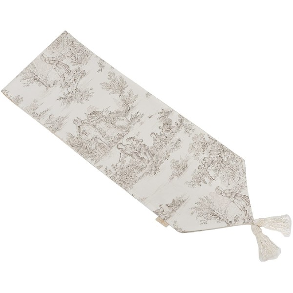 Jennifer Taylor 33141TR Jennifer Taylor (Table Runner, Large Pattern), 11.8 x 70.9 inches (30 x 180 cm), Toile de Jouy Table Center, Tablecloth, Aesthetic, Nail Salon, Cosmetic, Makeup