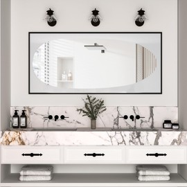 Manocorro 65"x24" Full Length Mirror, Floor Mirror, Large Full Body Wall Mirror, Leaning Against Wall Mirror, Black Frame Tempered Mirror Bedroom Mirror for Cloakroom Living Room Home Decor, Black