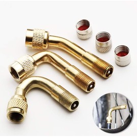 Tire Valve Stem Extenders, 45 Degree 90 Degree 135 Degree Bend Brass Tire Valve Stem Extenders Angled Valve Stem Extension Adapters, Schrader Valve Extension Adaptor (3 PCS)