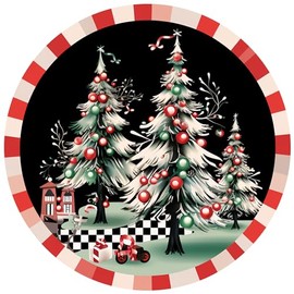 Rustic Wall Decor Wall Plaque Sign Round Metal Tin Sign Round Welcome Door Hanging,Suitable for Home Garden Kitchen Bar Cafe Restaurant Garage Wall Decor Retro Vintage 8x8 Inch (MERRY CHRISTMAS)