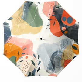 WSZYNDF Vintage Boho Small Travel Automatic Folding Umbrella for Girl and Women, Rain and Wind, Portable Compact UV Sun Shade