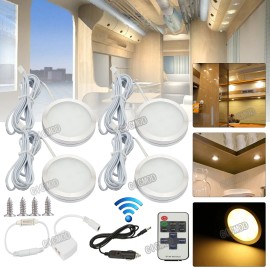 CICMOD 4Pcs 12V LED Under Cabinet Light Puck Kitchen Closet Dimmable Wired Warm White