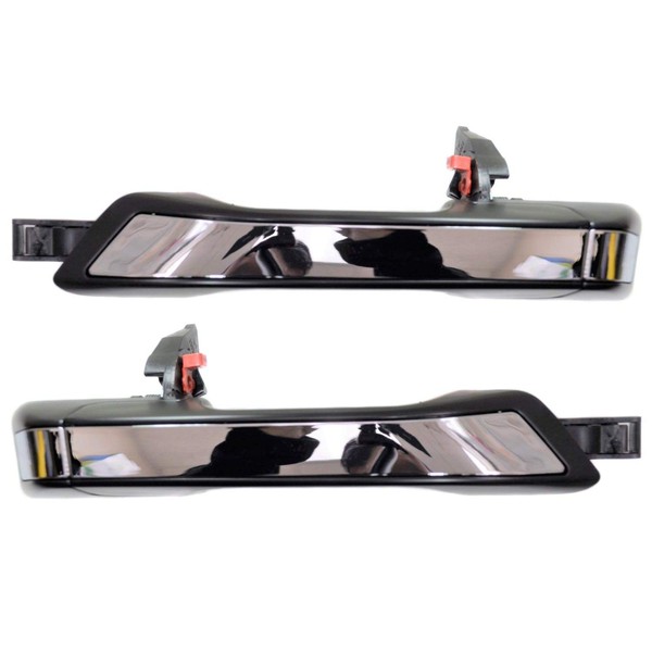 PT Auto Warehouse HO-3617MP-RP - Exterior Outer Outside Door Handle, Primed Black with Chrome Insert - Rear Left/Right Pair