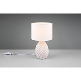 Reality Leuchten Melva R51771031 Table Lamp, Ceramic Base Matte White, Fabric Shade Excludes 1x E14