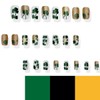 24Pcs St. Patrick Press on Nails Short Coffin Shaped Fake