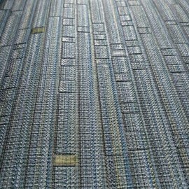 Striped Wallpaper Blue Gray Gold Textured Vertical Faux Bamboo grasscloth Lines