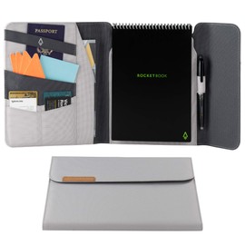 Rocketbook Flip Capsule Folio Cover - 100% Recyclable Cover with Pen Holder, Magnetic Clasp & Inner Storage - Gray, Letter Size (8.5" x 11") (CAP-FLP-L-CIN)