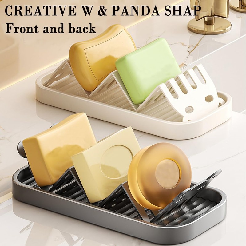 2 Pack Soap Dish Holder, Self-Draining Shampoo Bar Holder for