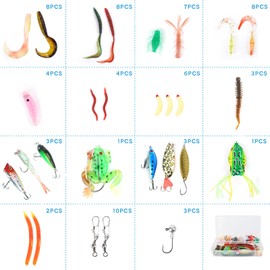 71Pcs Fishing Lures Kit, Fishing Tackle Box Fishing Baits Including Crankbaits for Bass, Salmon for Freshwater and Saltwater, Sea Fishing Accessories Pike Lures, Fishing Gifts for Men Father Husband