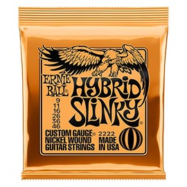 Ernie Ball Hybrid Slinky - Cuerdas para guitarra eléctrica, lote de 4, calibre 9-46, P02222