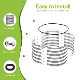 Vegeworker 2x2x1.4ft 2PCS (One Package) Round Raised Garden Bed, 17'' Tall Outdoor Galvanized Planter Box for Vegetables, Fruits,Herbs, Flowers, Metal Raised Bed Kit-Sliver