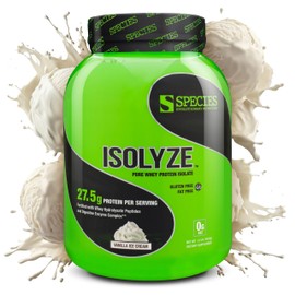 Species Nutrition Isolyze Whey Protein Powder, 100% Whey Isolate for Muscle Building, 27.5g Protein Per Scoop, No Sugar & Low Fat (Vanilla Ice Cream, 22 Servings)