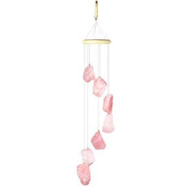 rockcloud Rose Quartz Raw Stones Wind Chime Home Garden Decoration Figurine