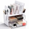 LALOBLUE Acrylic Desk Organizer with Drawer and Vertical File Holder,