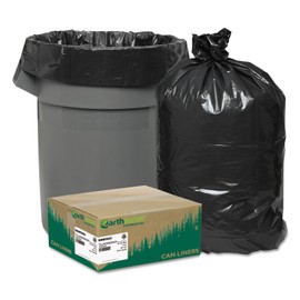 Earthsense RNW5820 Recycled Can Liners, 55-60gal, 2mil, 38 x 58, Black, 100/Carton