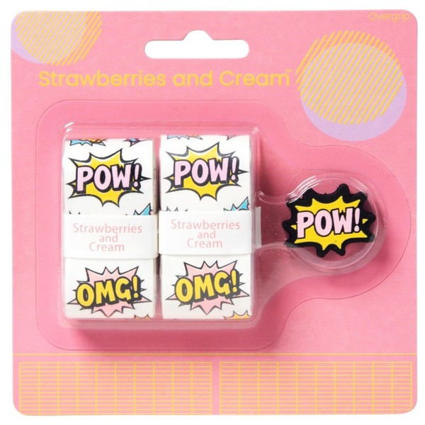 Strawberrries and Cream Playful Overgrip for Tennis Racket, 2 Tennis