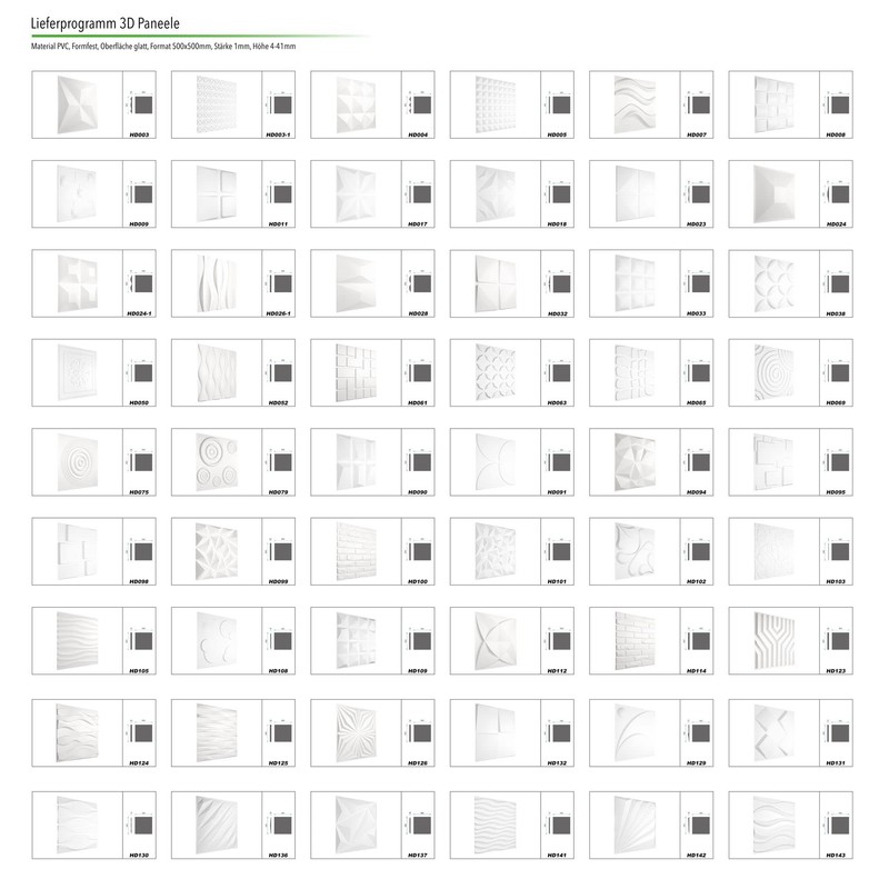 HEXIM 3D Wall Panels, PVC Plastic White - Diamond Design