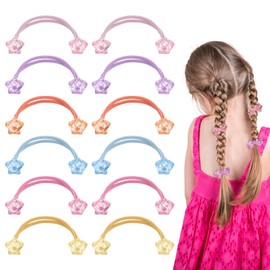 MBAIYO 12PCS Ball Charm Hair Ties for Girls, Colored Bead Rubber Band Flower and Bead Charm Hair Rubber Bands Colorful No Damage Ponytail Holders with Balls for Woman