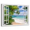 Woxfcart Beach Picture Canvas Wall Art Fake Open Window Ocean