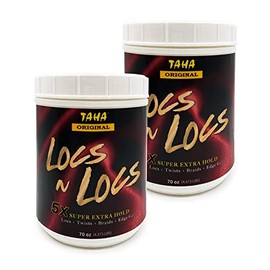 Taha Locs & Locs Gel - 5X Super Extra Hold, Natural & Non-Damaging for Locs, Braids, Twists - Salon Size (Original(Shea Butter), 70 Oz, Pack of 2)
