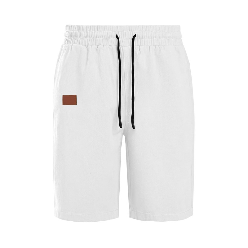 Hmiya Men's Summer Chino Shorts, Cotton, Elastic Waist with Pockets,
