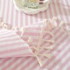 meioro Striped Tassel Table Cloth Square Kitchen Tablecloth, Pink, 90×90cm