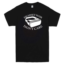 VR Headset Hair Don't Care Men's t-Shirt for Virtual Reality Gamers, Black, Small