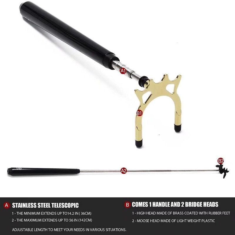 Collapsar Retractable Billiards Pool Cue Stick Bridge with Removable Metal