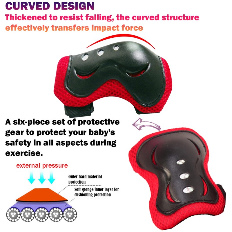 JSTHHTT Kids Sports Protective Gear Set,Kids Knee Pads Set,Knee Pads