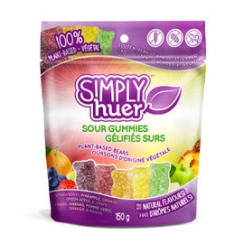 Huer - Simply Huer Plant Based Sour Bears 3 Pack - Easter Basket Stuffer - Soft & Chewy Gummy Candy Bundle, Plant-Based, Vegan, Assorted Sour Fruit Flavours, Natural Flavours & Colours, School Friendly -150g Bags