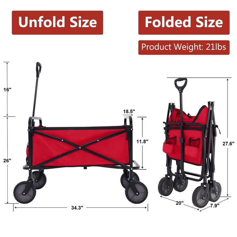 ABCCANOPY Folding Collapsible Utility Wagon Cart Outdoor Garden Shopping Camping