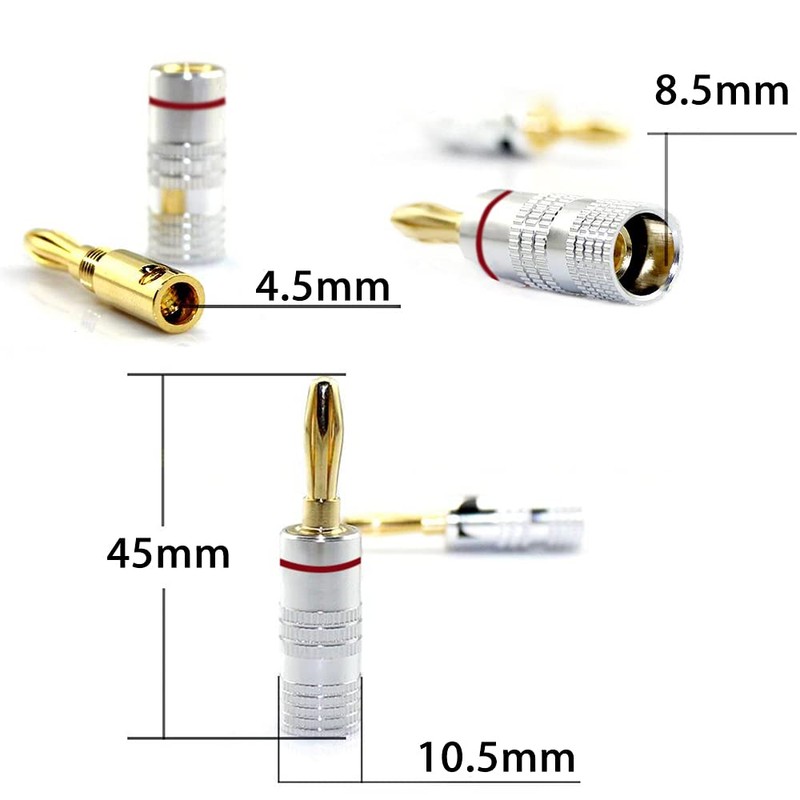 24K Gold Plated Banana Plugs Set of 14 with Screwdriver