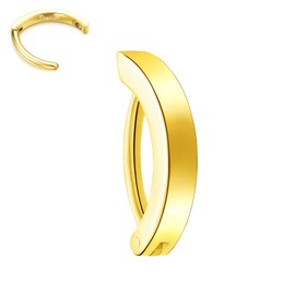 VOJO 14G G23 Titanium Clicker Belly Button Ring,10/12mm Reverse Curved Hoop Navel Barbell Body Jewelry, 14G 10/12mm, Titanium, cubic zirconia