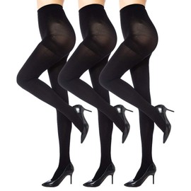 MANZI 70 Denier Women's Tights Stretch Run Resistant Opaque Control Top Tights Small 3 pairs, S, 3 Black