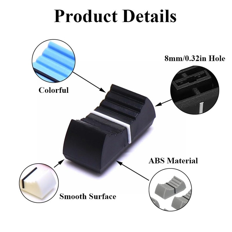 16 Pcs Fader Caps, 24x12x11mm Console Mixer Slider Fader Knobs