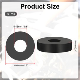 PATIKIL Multi Purpose Rubber Spacer, 8 Pcs 15mm ID x 40 OD x 10mm T Neoprene Round Anti-Vibration Isolation Pads Isolator Rubber Bushings Spacer Washer for HVAC Bolts Car Accessories