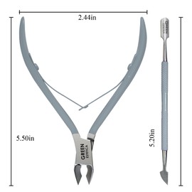 Cuticle Trimmer with Cuticle Pusher Professional Stainless Steel Cuticle Remover Cutter Sharp Blades Double Spring Cuticle Remover Nippers for Nail Care Pedicure Manicure Nail Tools Home Spa (Gray)
