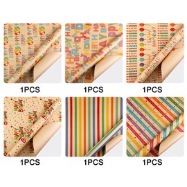 Birthday Wrapping Paper Sheet - 6 Sheets Folded Flat with 9 Gift Tags for Birthday Party Baby Shower and More