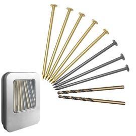 Hardware Nail Assortment Kit,10 Pcs 3 Inch Long Come with Steel Nails Drill Nails,Flat Head Nails Hardware (100mm), Brass Plated Gold, Long Nails for Wood/Frame/Plaster & Drywall/Carpentry/Decor